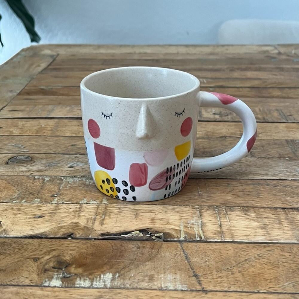 Anthropologie Visage Mug Hand-Painted Fotini Tikkou Whimsy Colorful Face